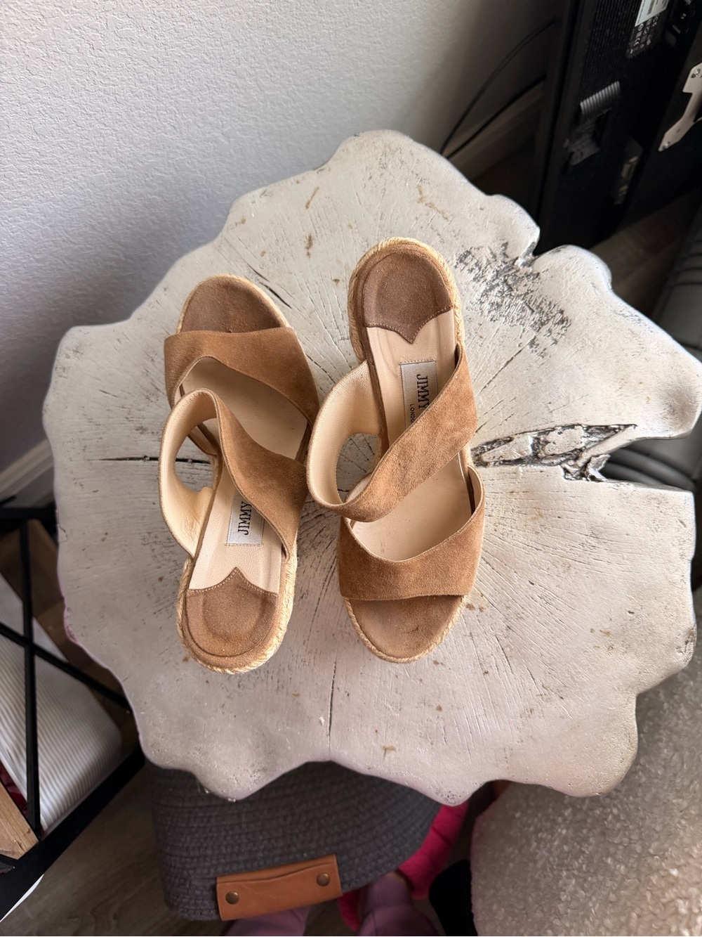 Jimmy Choo Brown Suede Espadrille Wedge Sandals - Picture 2 of 3